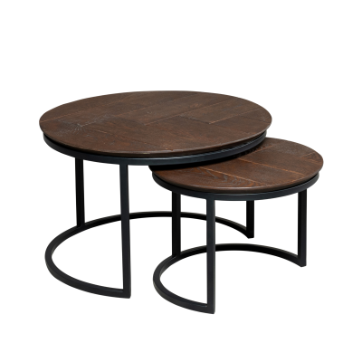 Starfurn Salontafel Otik set van 2 rond - donkerbruin